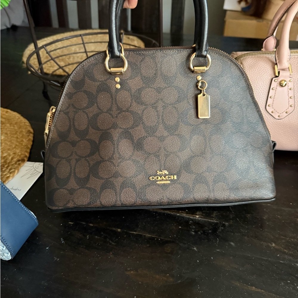 Coach Dark Brown Signature Satchel